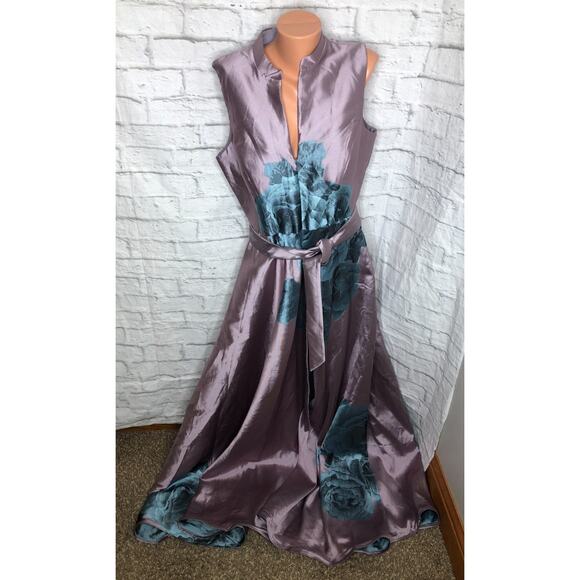 Rene Ruiz Women's Purple Blue Tie Waist Gown Dress Size 14 - Picture 2 of 5